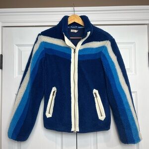 Faherty Blue and White Sherpa Jacket